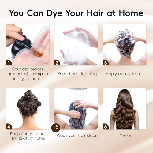 Image of IIIMEIDU Darkbrown Hair Dye Shampoo 3 in 1, Natural Hair Dye Semi Permanent Hair Color, Gray Hair Cover Up, Ginger Essence shampoo for Color Treated Hair for Women and Men (500ml) 1