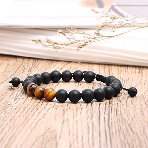 𝐓𝐨 𝐌𝐲 𝐁𝐫𝐨𝐭𝐡𝐞𝐫 𝐁𝐞𝐚𝐝 𝐁𝐫𝐚𝐜𝐞𝐥𝐞𝐭 For Men, Birthday Father's Day Thanksgiving Day Christmas 𝐆𝐢𝐟𝐭𝐬 𝐟𝐨𝐫 𝐁𝐫𝐨𝐭𝐡𝐞𝐫 𝐟𝐫𝐨𝐦 𝐒𝐢𝐬𝐭𝐞𝐫, Adjustable 8Mm Mens Tiger Eye Black Matte Agate Bead Bracelets For Him #TOP3