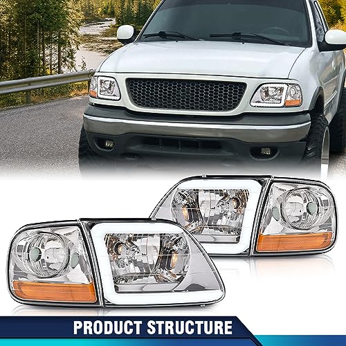 Image of PIT66 LED DRL Strip Headlights Assembly Corner Lights Fit 97-03 F150