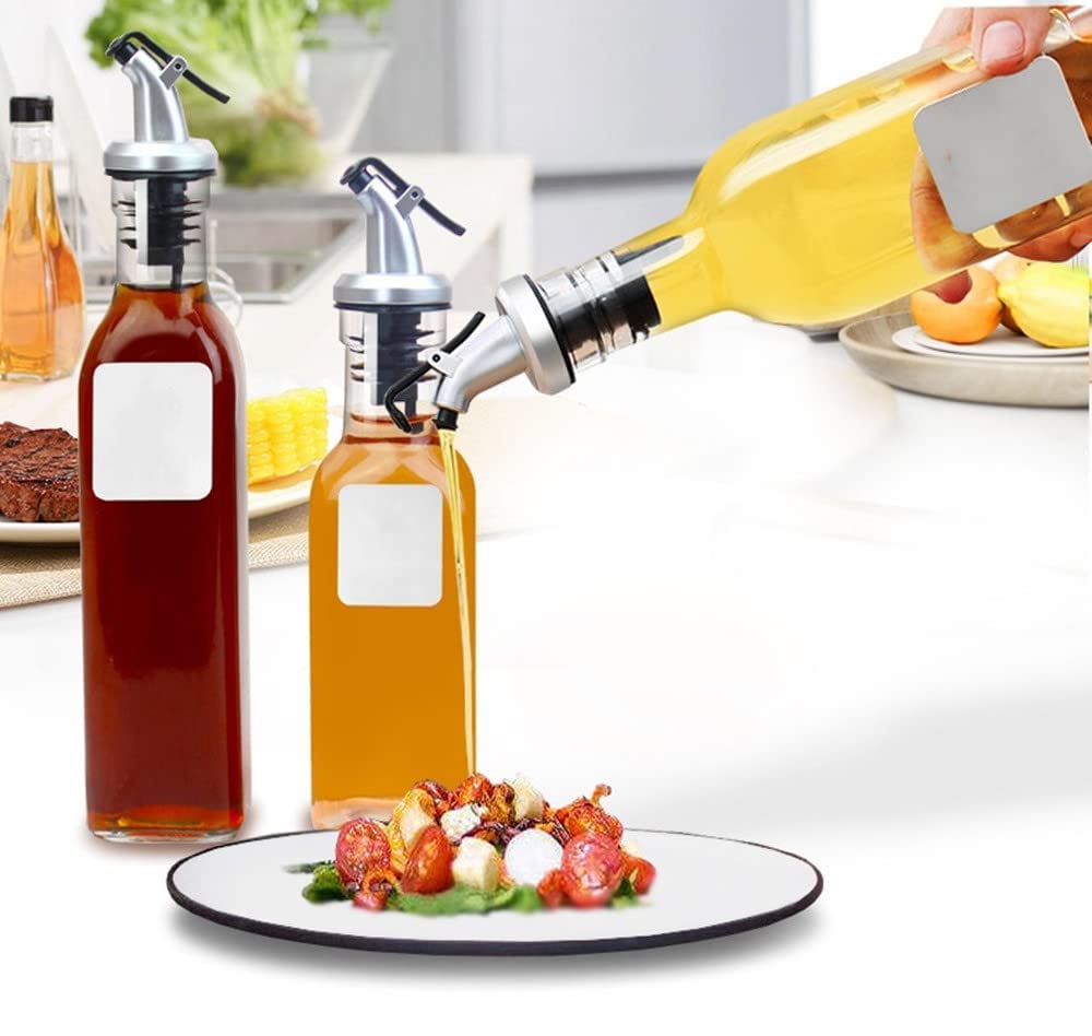 Lot De 3 Becs Verseurs Huile D'Olive Automatiques – Acier Inox + Silicone Anti-Fuite, Gravité Rabattable, Universel 16-20 Mm