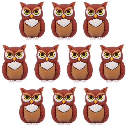WEWAYSMILE 3D Silicone Focal Beads for Pens, Owl, 10 Pcs