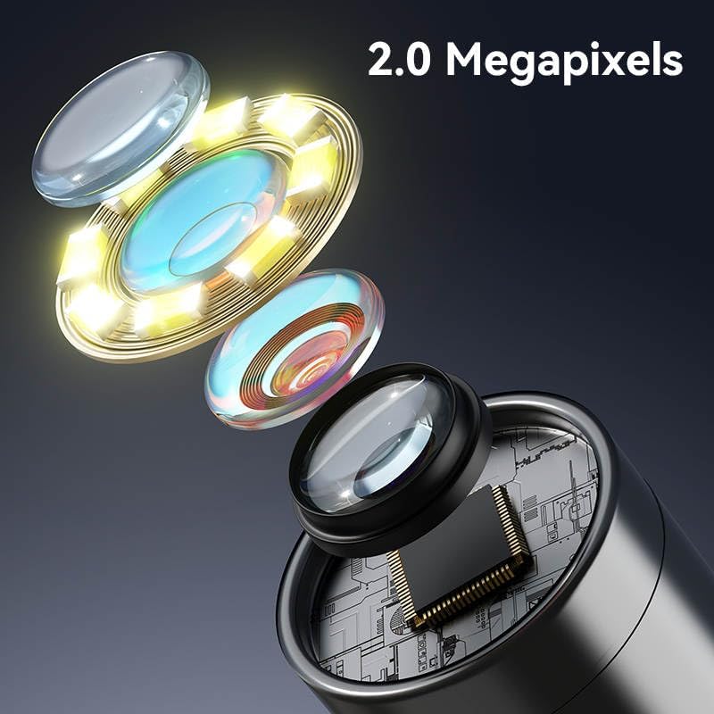 Image of Digital Microscope USB Type-C and Lightning, Handheld USB Inspection Camera 50x-1600x Magnification Portable Handheld Pocket Microscopes with 8 LED & Stand, Compatible with iPhone, Android