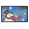 Merry christmas doormat snowman holiday door mats decorative welcome mat outdoor indoor entrance front door winter seasonal floor mats xmas entryway rugs non slip 173x29 inchesblue  urban country home decor