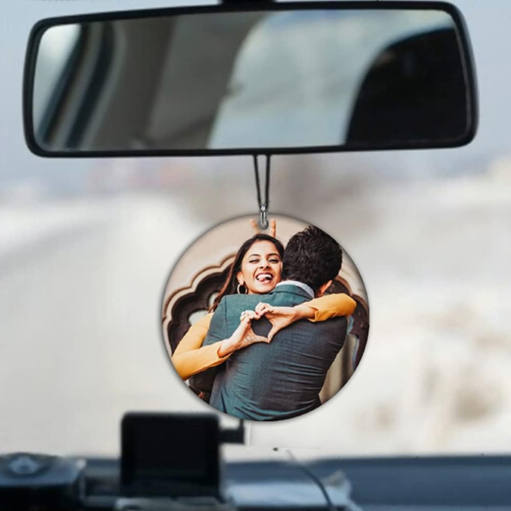 Personalized Photo & Message Printed Car Rear Mirror Hanging Plaque | Material Acrylic With UV Coating | Shape Circle Size 3X3 Inch, Pack Of 1-image-26