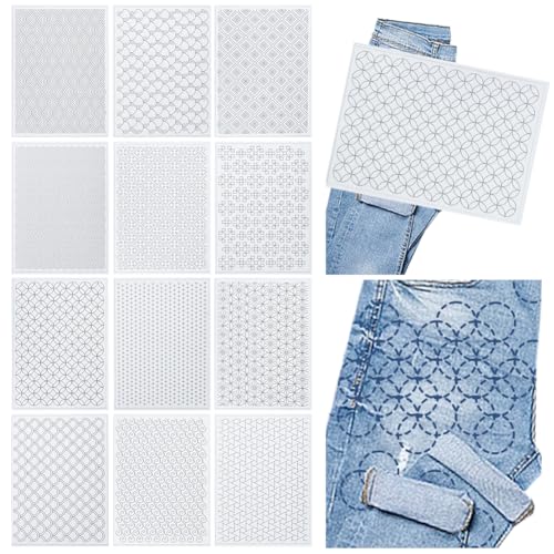 Stabilisateur de broderie motifs Sashiko solubles | Feuille adhésive de transfert pour couture