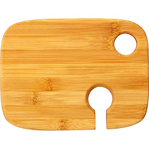 noTrash2003 Vorspeisenplatte aus Bambus-Holz mit Weinglashalterung, kleines Servierbrett für Brotzeit und Snacks