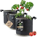 DIYer lohag® Premium Vliesstoff-Pflanzsack - 40 Liter, 3er Pack | Für Kräuter, Blumen, Gemüse & Zimmerpflanzen | Robuste, Wiederverwendbare Pflanzbeutel - Die Gesunde Alternative zum Blumentopf