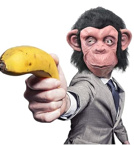 Black Chimp Mask Latex Full Head Mask For Halloween Costume Party Monkey Animal Mask, Large #TOP24