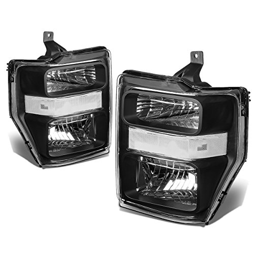 Pair of Black Housing Clear Corner Headlights Lamps Compatible with Ford F250 F350 F450 550 Super Duty 2nd Gen 08-10