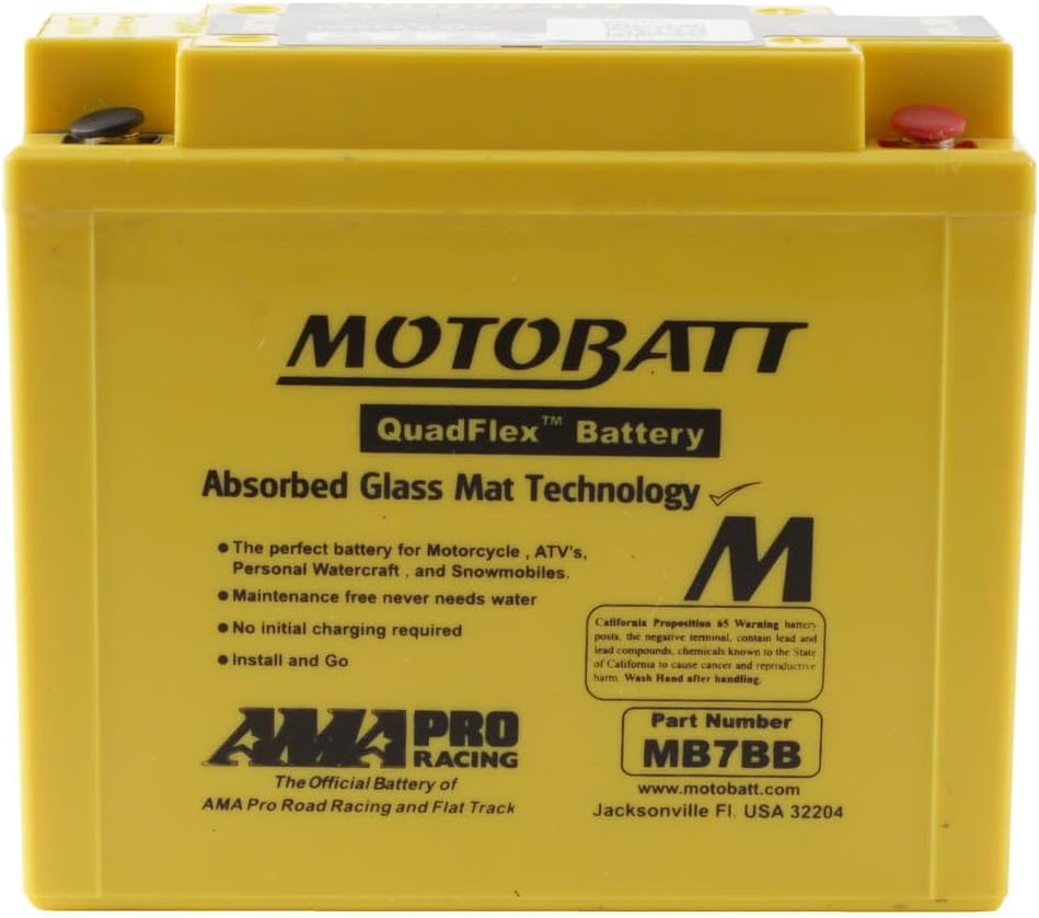 MotoBatt MB7BB (12V 9 Amp) 150CCA Factory Activated QuadFlex AGM Battery Replaces - YB7B-B