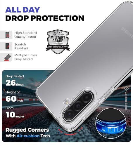 Image of Golden Sand Ice Crystal Back Cover Case for Samsung Galaxy A17 5G, Samsung Galaxy M17 5G - Transparent, Slim Fit, Military-Grade Drop Protection, Raised Lips, Anti-Scratch (Clear, TPU+PC)