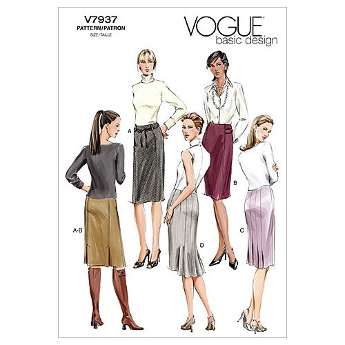 VOGUE PATTERNS V7937 Misses' Petite Skirt, Size FW (18-20-22)