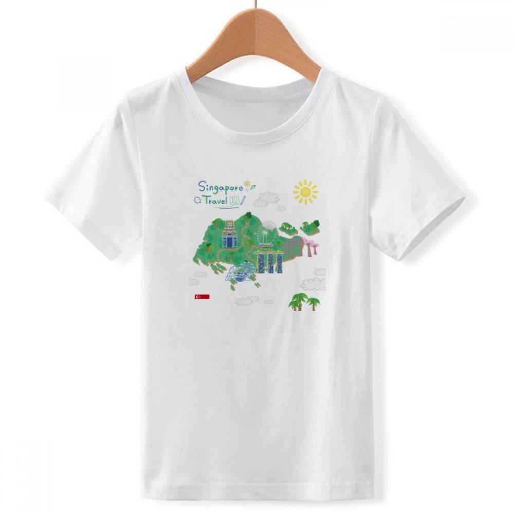 T-shirt Singapour carte voyage blanc ras du cou garçon - 3