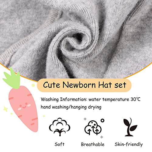 Image of JANGANNSA Newborn Baby Hospital Hat Infant Set Head Cap Lovely Ears Belt Beanie 0-8Months