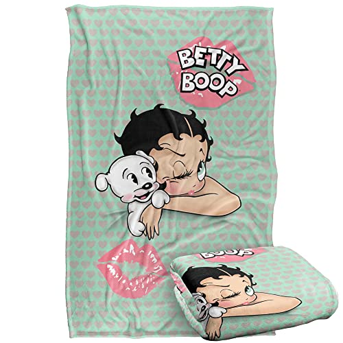 Trevco Betty Boop Goodnight Kiss Manta Supersuave de Tacto Sedoso, 36 x 58 Pulgadas
