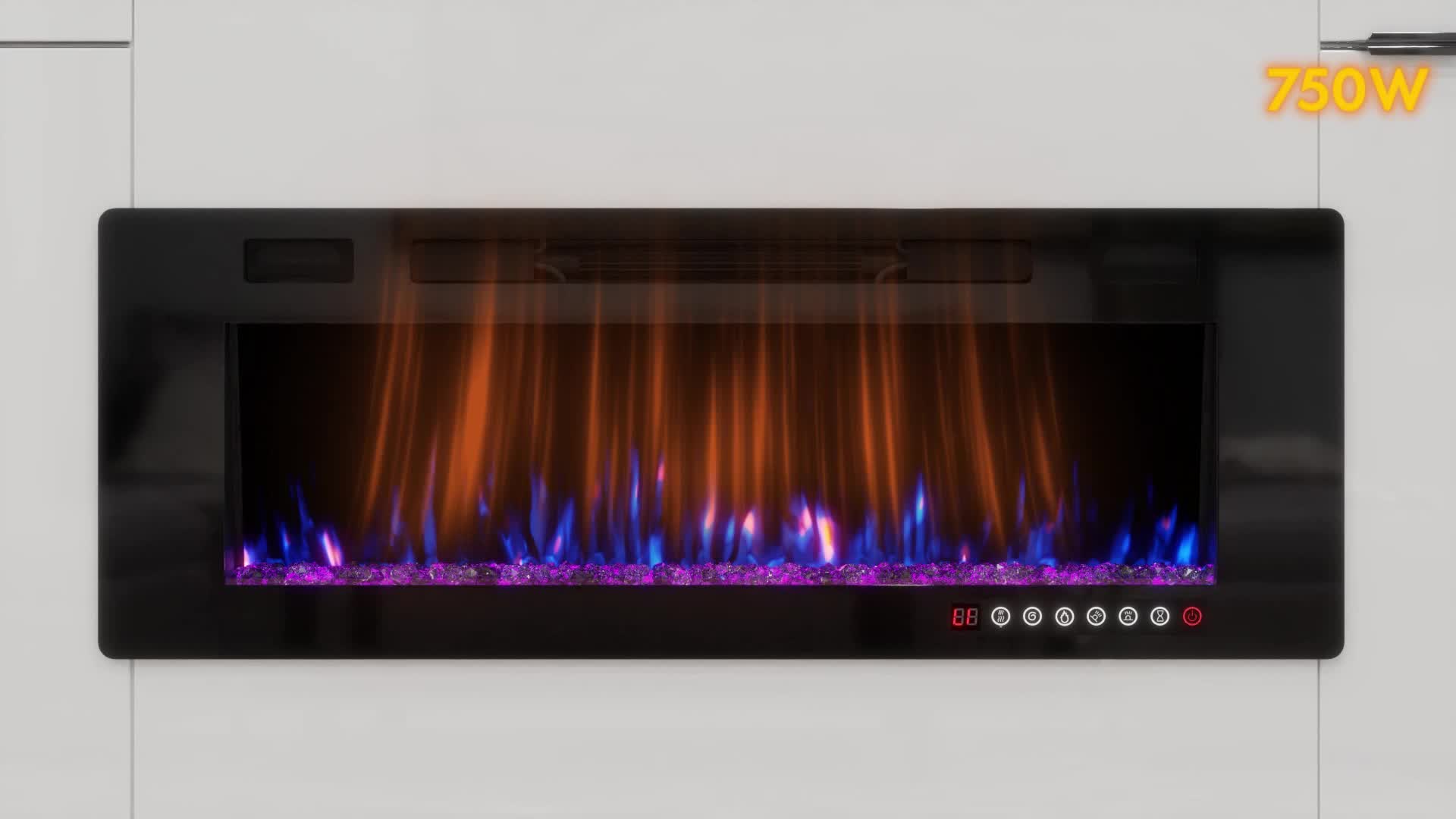 Chelsea ステンレススチール 壁掛けファイアプレース Watch Electric Fireplace Recessed and Wall Mounted Electric