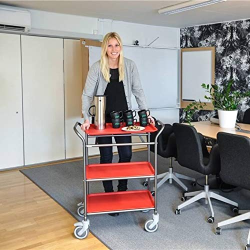 Servierwagen Tablettwagen 770 x 495 mm - weiß/rot