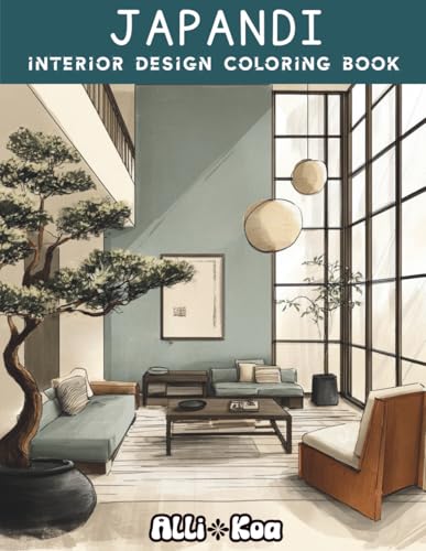Japandi Interior Design Coloring Book: Scandinavian Meets Japanese Interior Design