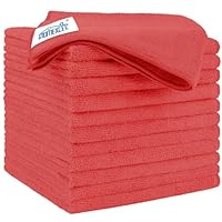 HOMEXCEL Red Microfiber Cleaning Cloth 12 Pack, 12.5 x 12.5 inch Microfiber Towels for Cars, Ultra Absorbent Car Washing Cloth, Lint Free Streak Free Cleaning Rags for Car, Kitchen, and Window