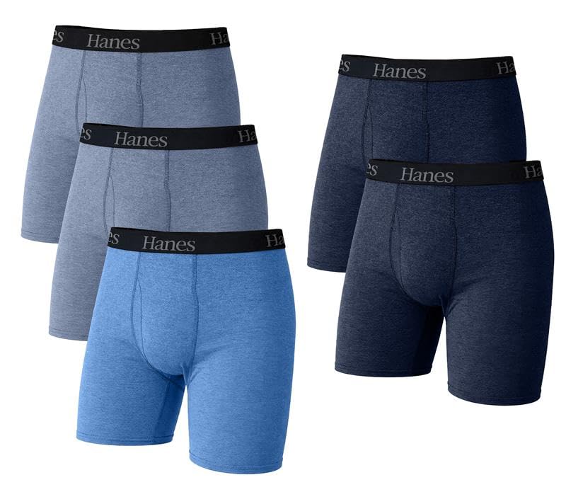 Image of Hanes mens Underwear Boxer Briefs Pack, Cool & Breathable Cotton Moisture-wicking Underwear for Men, No Ride Up