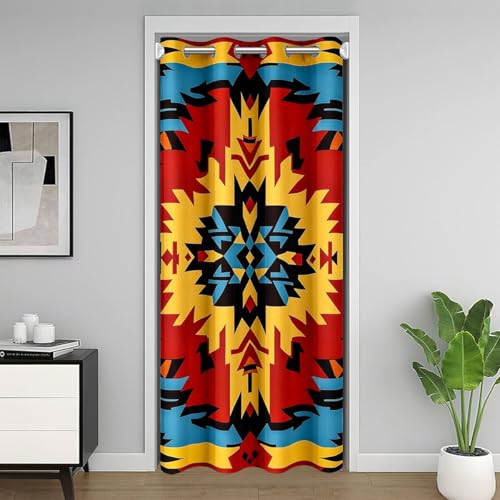 Homemissing sydvästra dörrgardin för dörröppning integritet västerländsk aztek garderobsskydd för sovrum vardagsrum bohemisk rumsavdelare gardin 86 x 203 cm etnisk geometrisk mörkläggning heminredning