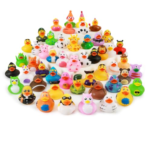 WQTHE 30 Pack Rubber Duck for Jeeps Ducking - 2.3 Inch Bulk Floater Duck for Kids - Baby Bath Toy Assortment - Party Favors Birthdays Bath Time and More (30 Varieties)