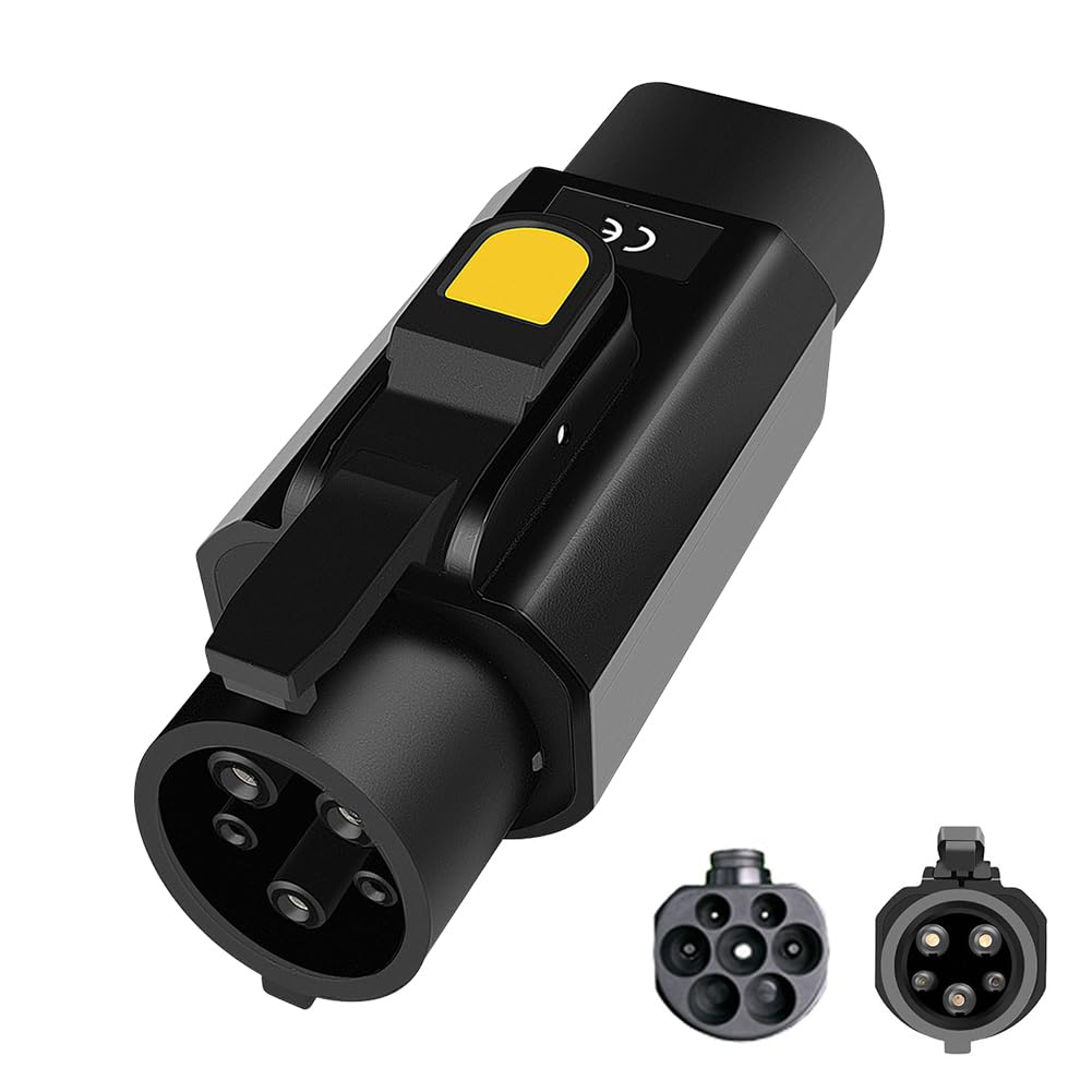 QXRSOP EV Charging Adapter Type 2(IEC 62196) to Type 1 (SAE J1772) Adapter for Electric Vehicle Charging Cable Type 2 to Type 1 with Anti-Theft Clip IP54 EV Converter 32A