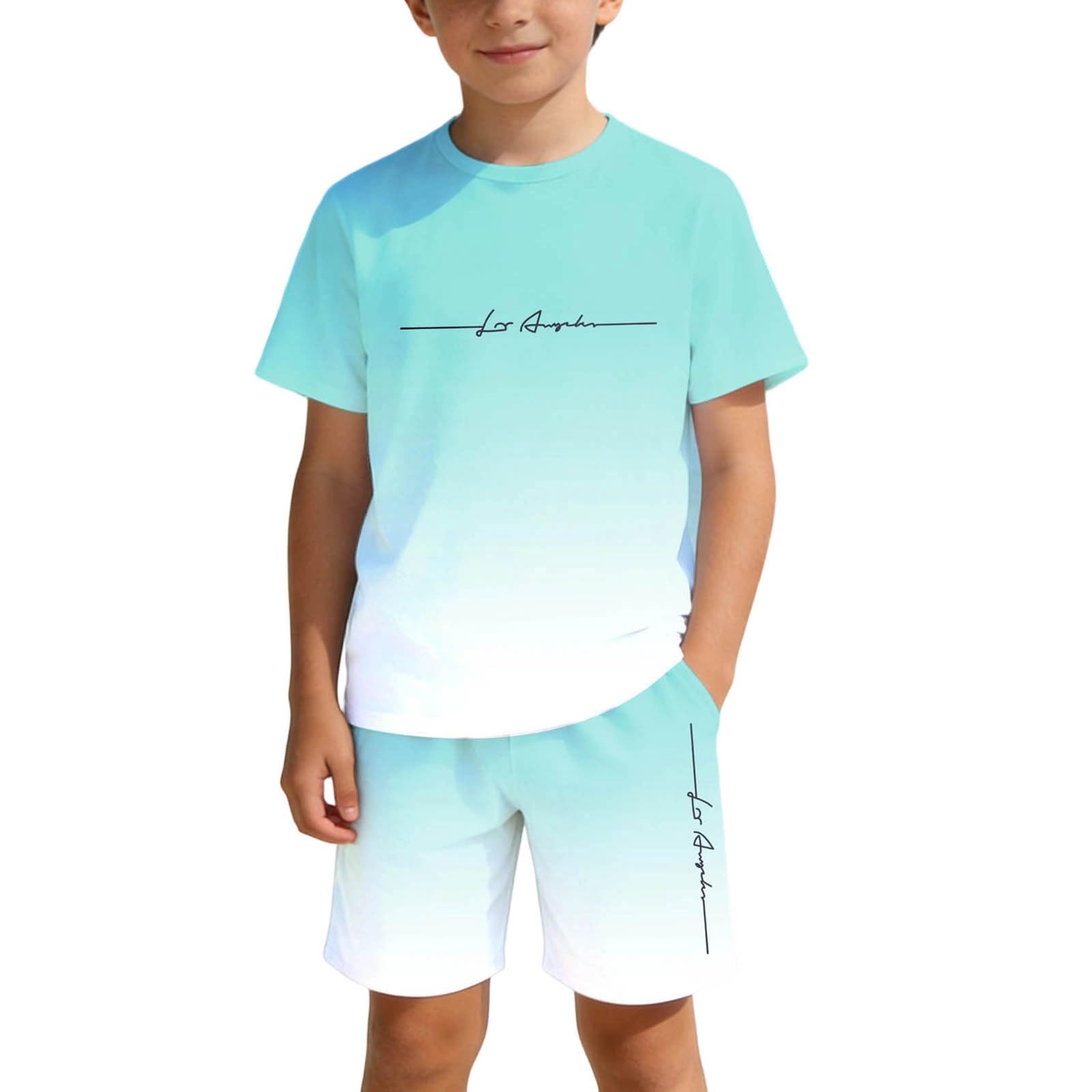 Conjunto veraniego infantil con estampado degradado de manga corta suave 6