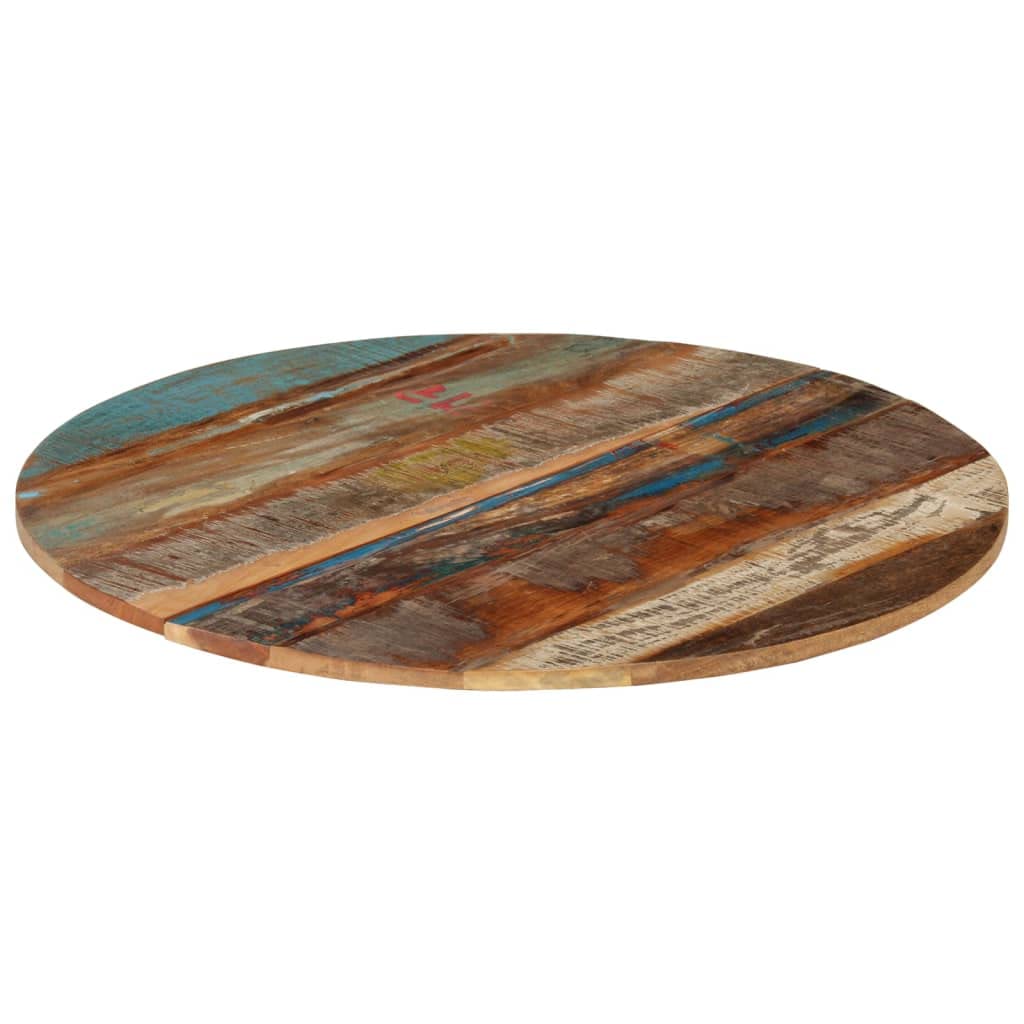 Piano Tavolo Rotondo 80 cm 15-16 mm in Legno di Recupero Multicolore,286035