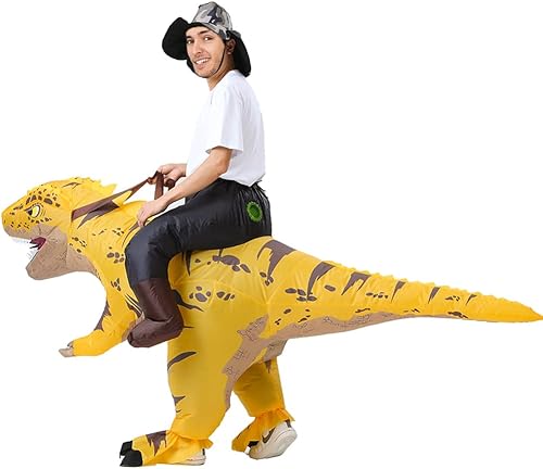 Miniatura 6 de MXoSUM Disfraz inflable de dinosaurio para adultos, disfraz de Halloween T-REX, divertido disfraz de dinosaurio inflable