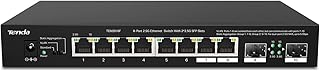 Tenda TEM2010F 10 Ports 2.5G Multi-Gigabit Unmanaged Switch, 2 SFP Ports, VLAN, Static Aggregation, Compatible with 2.5G Devices, 50Gbps Switching Capacity, Desktop/Wall Mount, Plug and Play, Black