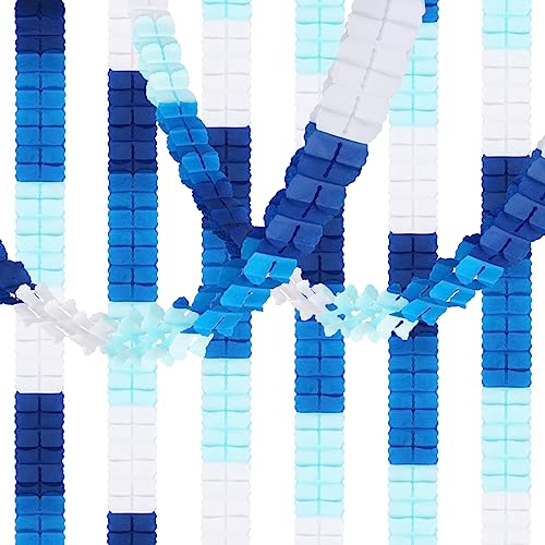Guirlande Bleu, 6pcs Guirlande Bleu Ciel Blanc Papier Décoration, Banderole Trèfle à Quatre Feuilles pour Anniversaire Baptême Baby Shower Carnaval Mariage Fête...