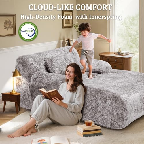 Image of 66 Inches Oversized Chaise Lounge Indoor with Lumbar Pillow