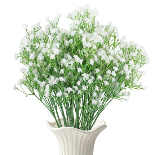 22 Stück Kunstblumen Schleierkraut Künstlich Wie Echt, 28cm Schleierkraut Weiße Deko Künstliche...
