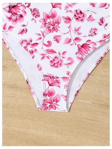 Image of Milumia Girl's Floral One Piece Swimsuit Bow Tie Side Spaghetti Strap Bathing Suit