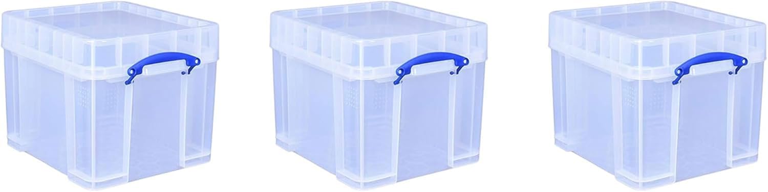 Pasha Traders Clear Really Useful Storage Box 35 Xl Litre Pack Of 3