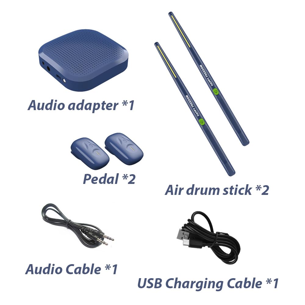 Hanzete - Bacchette elettroniche per batteria ad aria con 2 pedali, altoparlante 16D, scheda audio DSP a basso ritardo, portatile, per principianti, adulti, batteristi, studenti professionisti