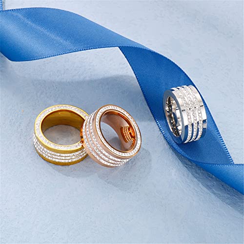 PAMTIER Women's Cubic Zircon Ring Stainless Steel Diamond Band Ring for Engagement Wedding3