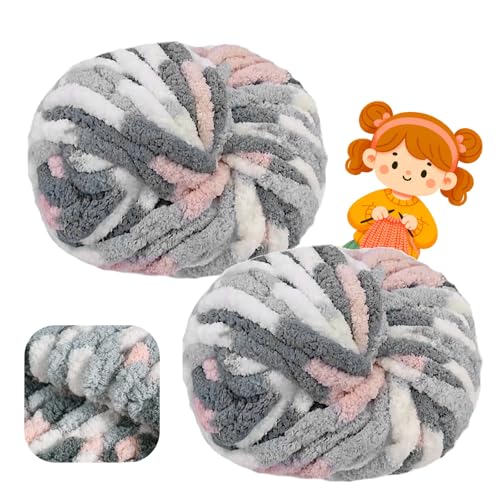 Pelote Laine Grosse Maille 500 g (250 g x 2) - Environ 54 m, Clair Grosse Pelote de Laine xxl Doux et Confortable Pour crochet, couvertures, écharpes, chapeaux, couvertures (A23)