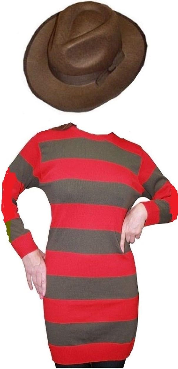 Ladies Style Costume Red Striped 