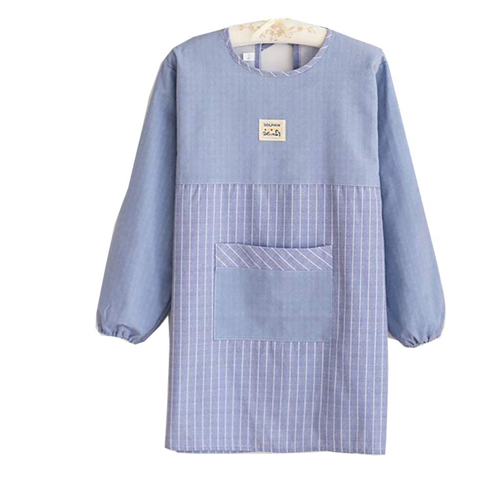 HKGT Apron Kitchen, Long-sleeved Smock, Waterproof Overalls Work with Pocket, Adult Gown for Cooking and BBQ(88 * 55cm)