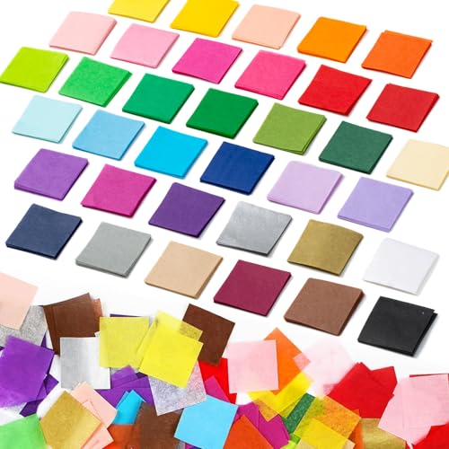 Simetufy 5400 Pcs 1 in Tissue Paper Squares 36 Assorted Colors for Crafts