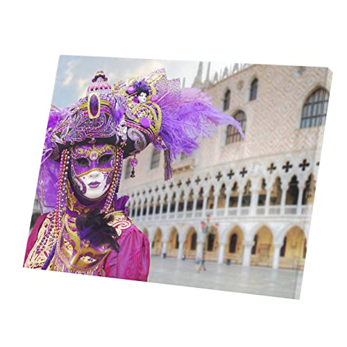 Tableau Venise pour salon déco affiche grand format masque violet 80x60