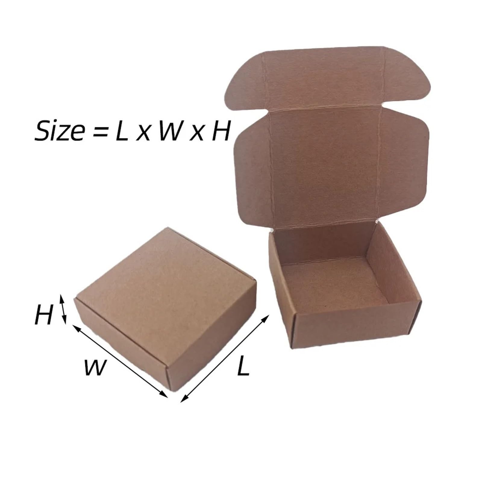 Confezione da 10 scatole di carta Kraft (30 pezzi) 7x7x3 cm Per Spedizioni | Scatola pieghevole vuota Scatola da imballaggio quadrata in carta Kraft for sapone fatto a mano