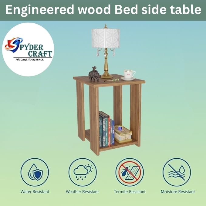 Image of SPYDER CRAFT Modish Wood Bedside Table for Bedroom|Wooden Modern Side Tables for Bedroom|Side Table for Bed Room|Corner Table for Bed Room (Finish Color -Noce Lyon, DIY(Do-It-Yourself))