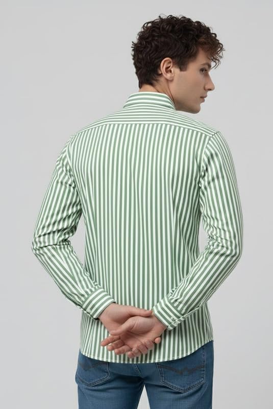 Image of U TURN Men's Casual Solid Stylish Formal Striped Shirt for Men