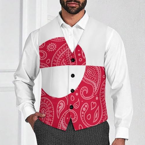 Greenland Flag Paisley Pattern Novelty Men's Suit Vest Funny Formal Dress Vests Business Waistcoat2