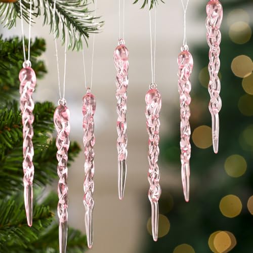 HERZONE 36pcs Christbaumschmuck eiszapfen Anhänger Acryl...