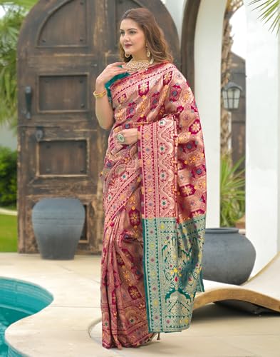 Image of SIRIL Women's Banarasi Weaving Soft Silk Saree With Unstitched Blouse Piece(4791S141 Green)