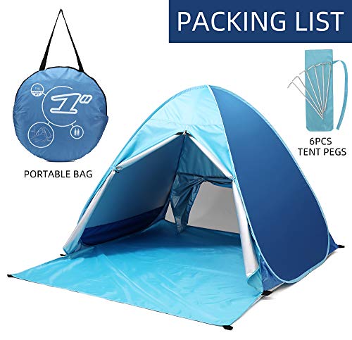 2-3 Person Pop Up Beach Tent Portable Sun Shelter UV Protection Water-Proof with Cover and Carry Bag for Camping, Barbecue, Gardens, Fishing, Hiking, Picnic and Beach image 6